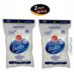 Cotton Balls (2 Pack) Natural Cotton Soft and Gentle Organics Hypoallergenic-New